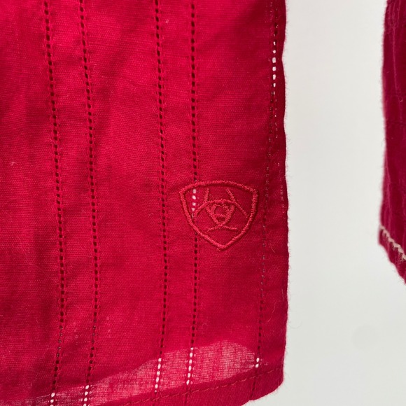 Ariat Womens XXL Red Embroidered Western Snap Front Shirt Fitted, Long Sleeve - Picture 7 of 11